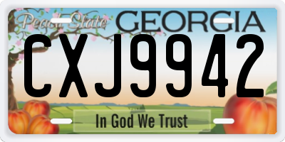 GA license plate CXJ9942
