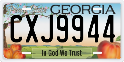 GA license plate CXJ9944