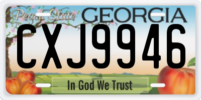 GA license plate CXJ9946