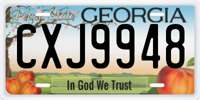 GA license plate CXJ9948