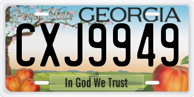 GA license plate CXJ9949