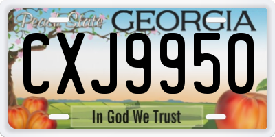 GA license plate CXJ9950