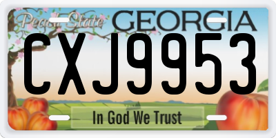 GA license plate CXJ9953