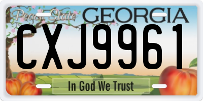 GA license plate CXJ9961