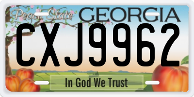 GA license plate CXJ9962