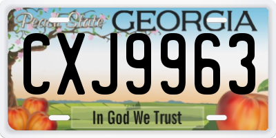 GA license plate CXJ9963