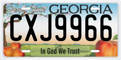 GA license plate CXJ9966