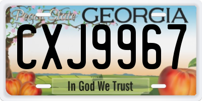 GA license plate CXJ9967