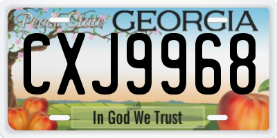 GA license plate CXJ9968
