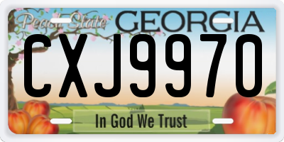GA license plate CXJ9970