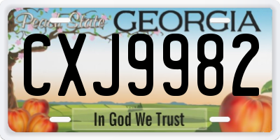 GA license plate CXJ9982