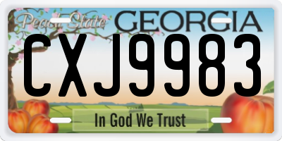 GA license plate CXJ9983