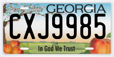 GA license plate CXJ9985