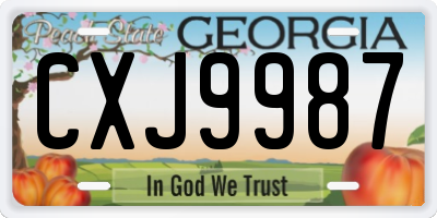 GA license plate CXJ9987