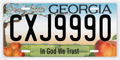 GA license plate CXJ9990