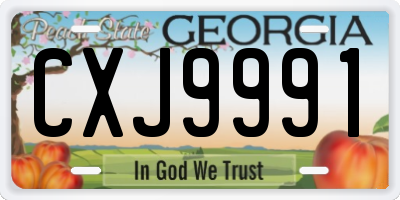 GA license plate CXJ9991