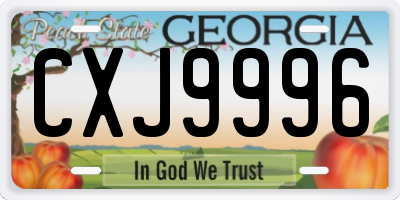 GA license plate CXJ9996
