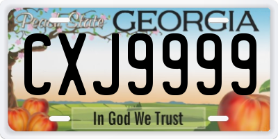 GA license plate CXJ9999