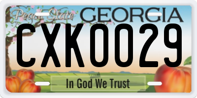 GA license plate CXK0029