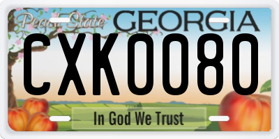 GA license plate CXK0080