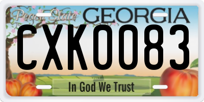 GA license plate CXK0083
