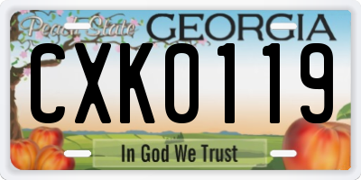 GA license plate CXK0119