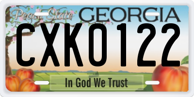 GA license plate CXK0122