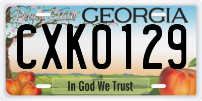 GA license plate CXK0129