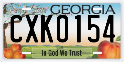 GA license plate CXK0154