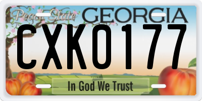 GA license plate CXK0177
