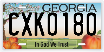 GA license plate CXK0180