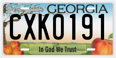 GA license plate CXK0191