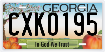 GA license plate CXK0195