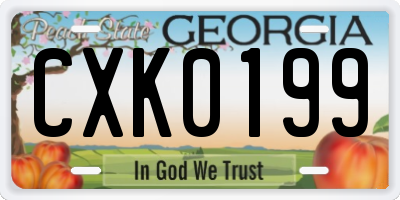 GA license plate CXK0199