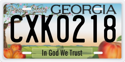 GA license plate CXK0218