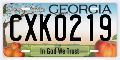 GA license plate CXK0219