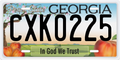 GA license plate CXK0225