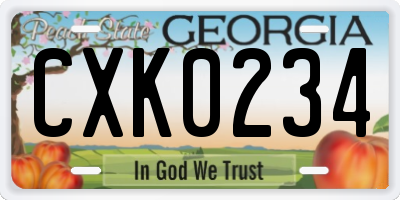 GA license plate CXK0234