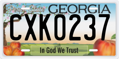 GA license plate CXK0237