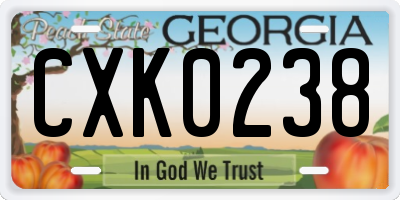 GA license plate CXK0238