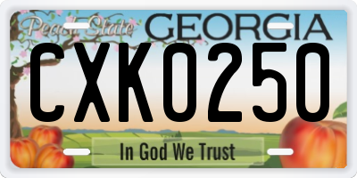 GA license plate CXK0250