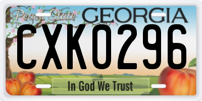 GA license plate CXK0296