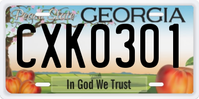 GA license plate CXK0301