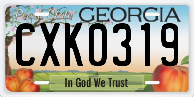 GA license plate CXK0319