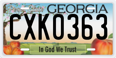 GA license plate CXK0363