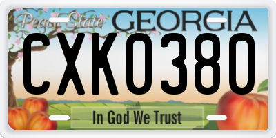 GA license plate CXK0380