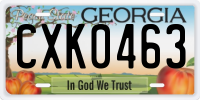 GA license plate CXK0463