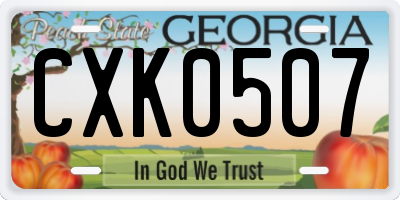 GA license plate CXK0507