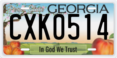 GA license plate CXK0514