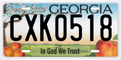 GA license plate CXK0518